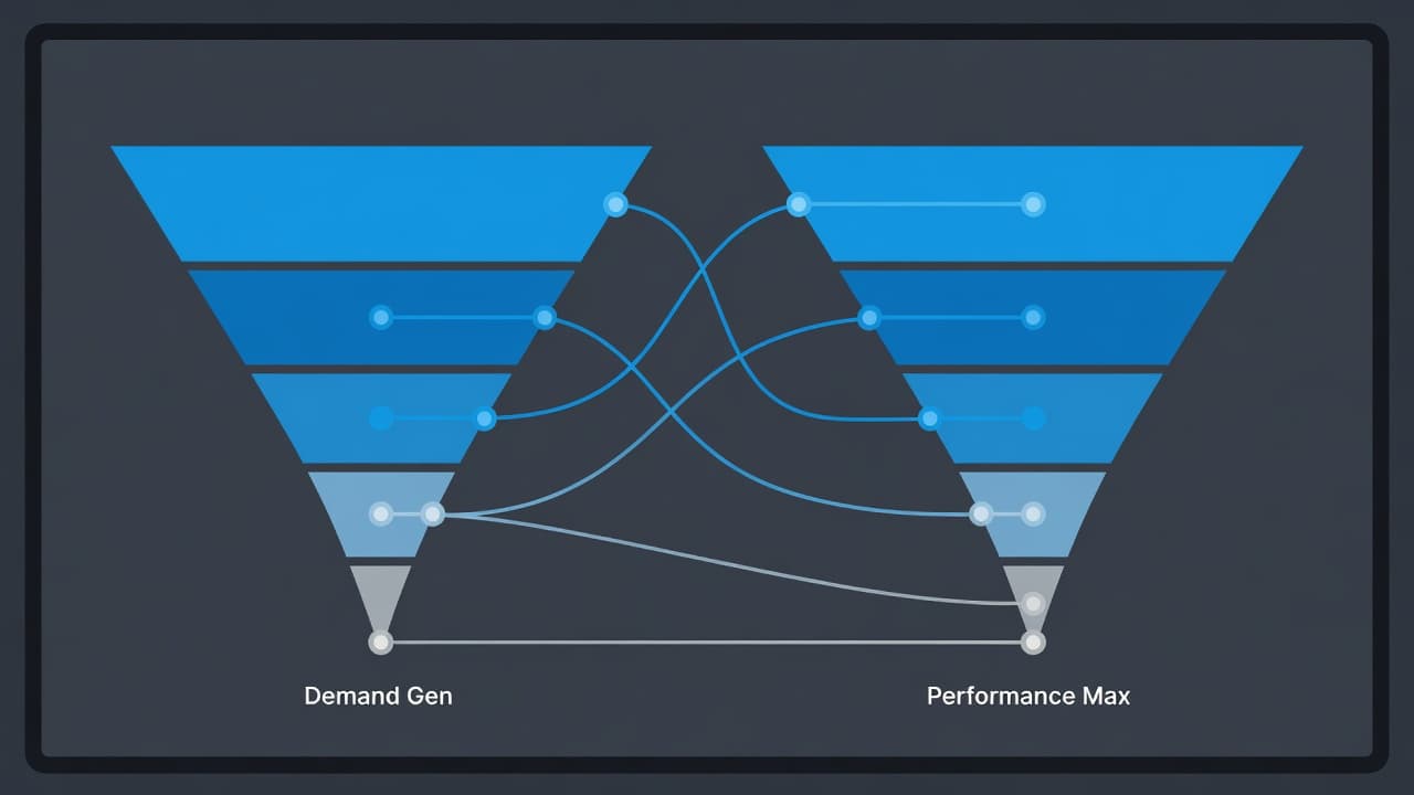 A clean digital dashboard comparing two distinct advertising funnels in blue hues.