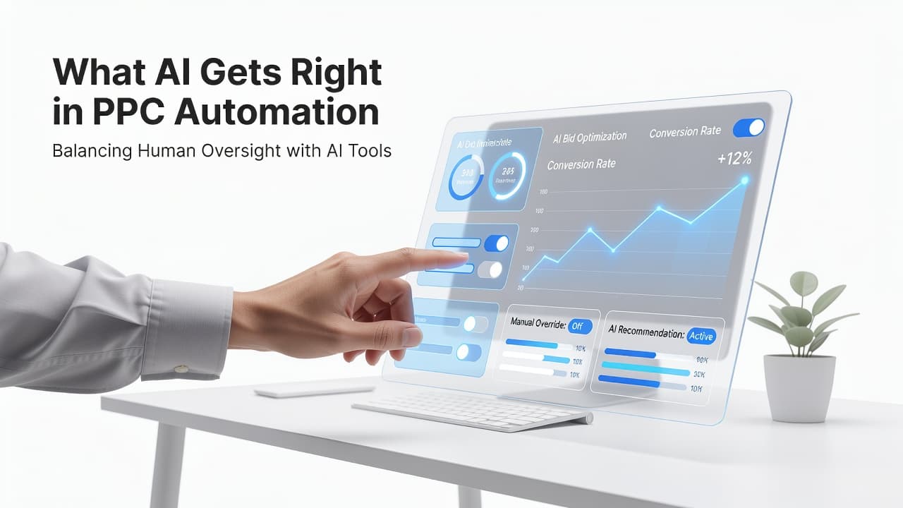 A human hand interacts with a blue digital dashboard on a white background.