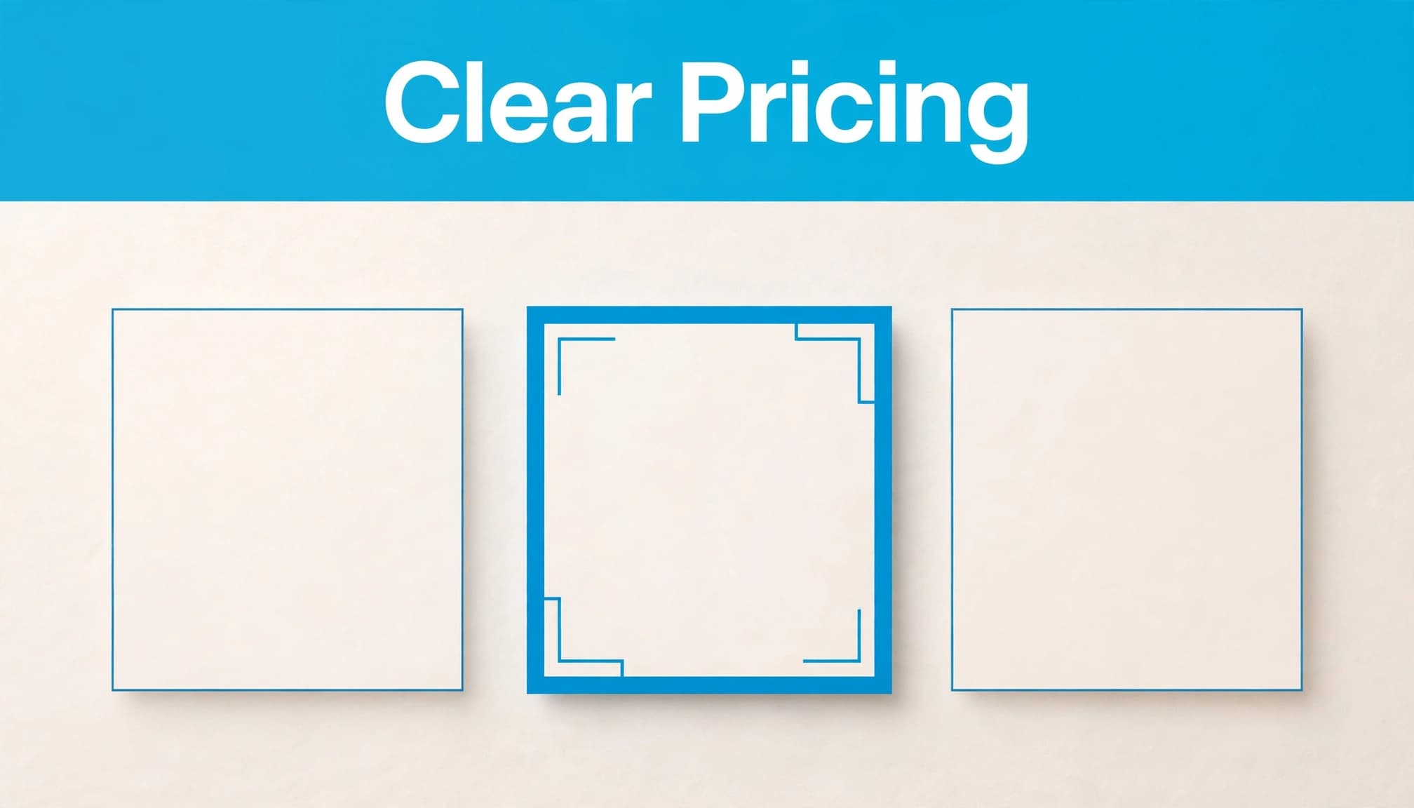 Three pricing panels sit below a blue
