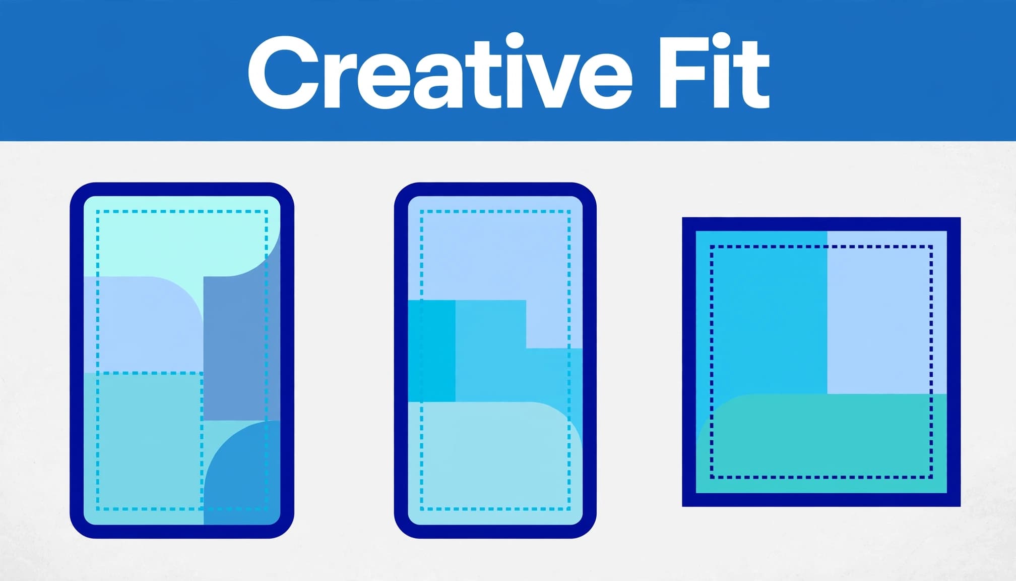 Three ad frames show vertical Stories and Reels formats beside a square Feed design.