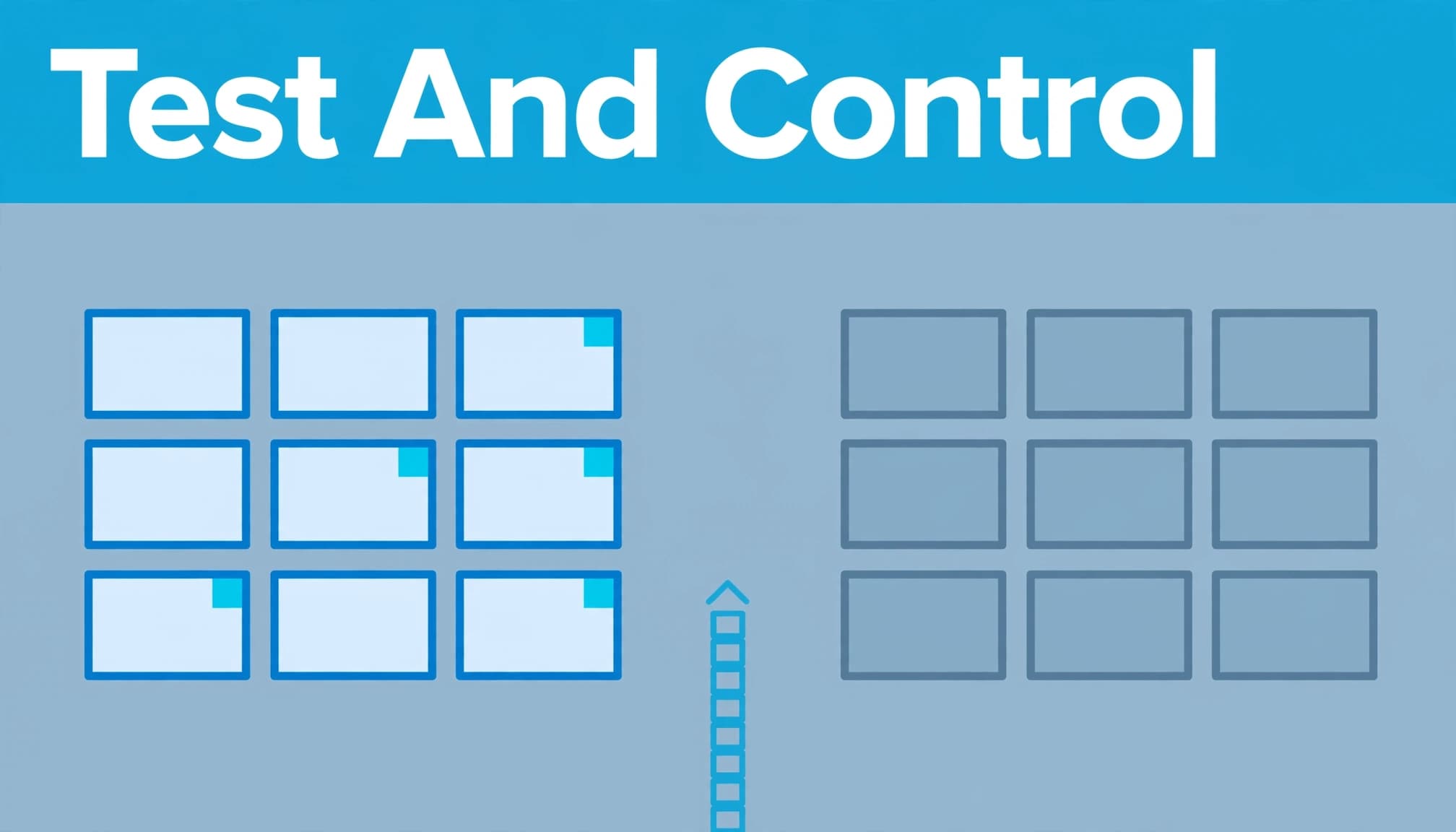 Two business cohorts sit beneath a cyan Test And Control header, with one group highlighted.