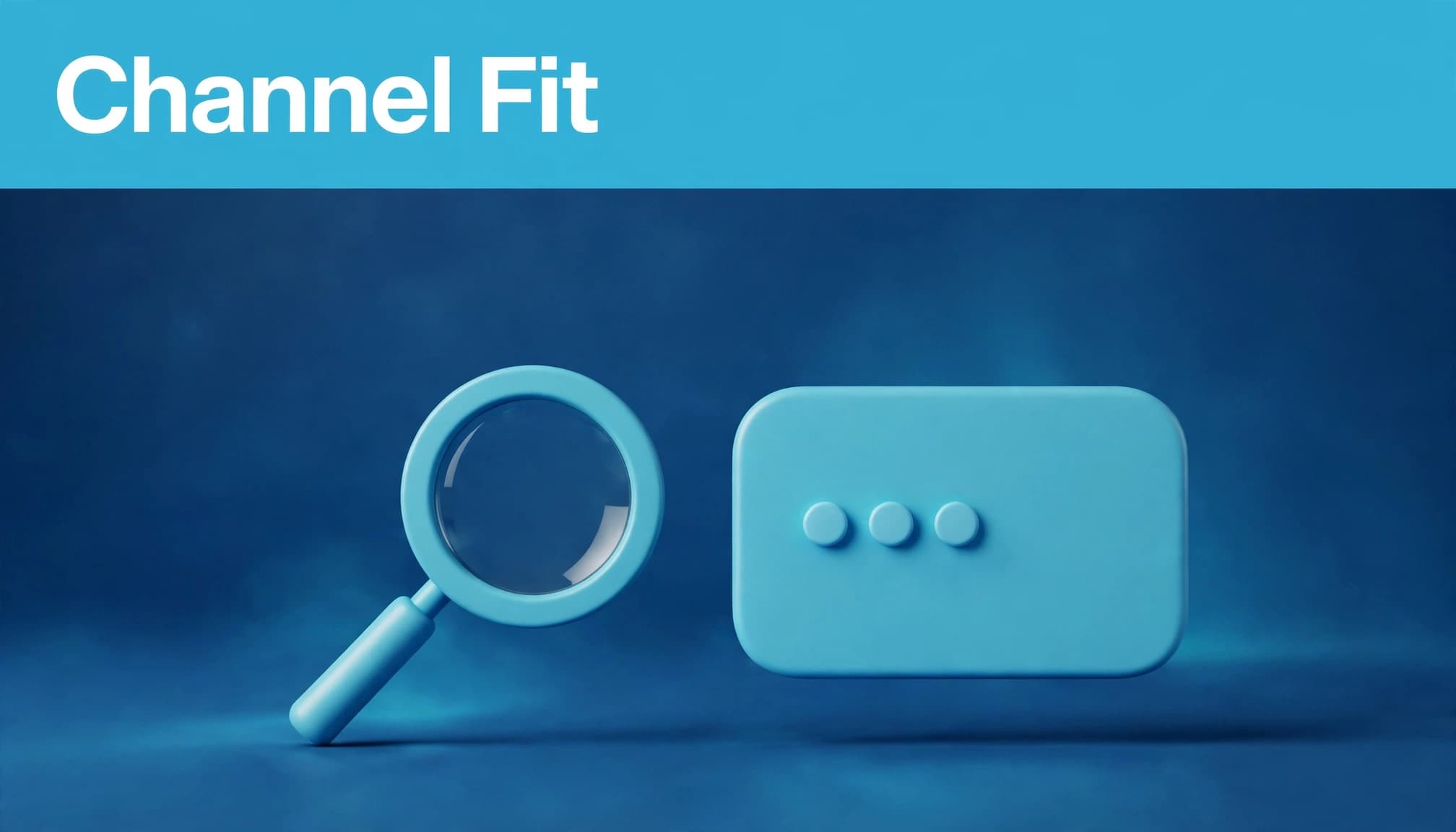 A magnifier and abstract prompt card sit below a blue Channel Fit headline.