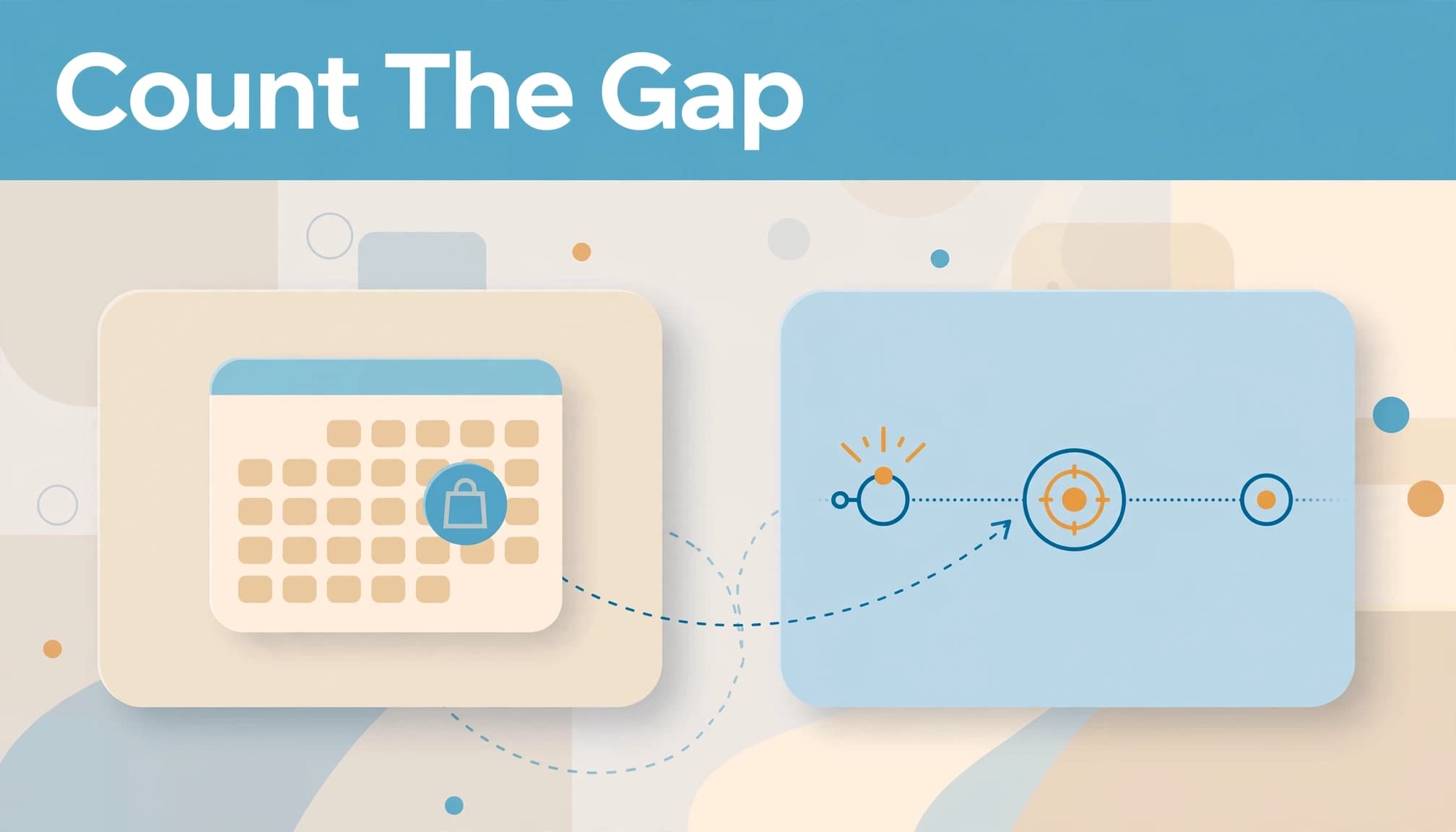 An illustration with the headline Count The Gap, showing a calendar and a timeline.
